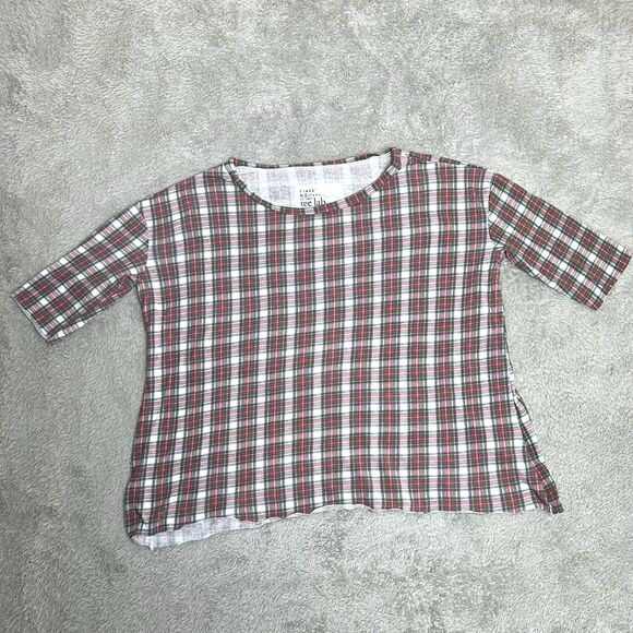 Frank & Eileen Womens‎ Tee Lab Top M Red Plaid Cotton Raw Hem Relaxed Fit USA - Picture 12 of 12